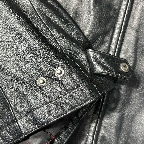 Wilsons Leather M. JULIAN Motorcycle Jacket 2XLarge Black w/ Red Stripe - Picture 6 of 7